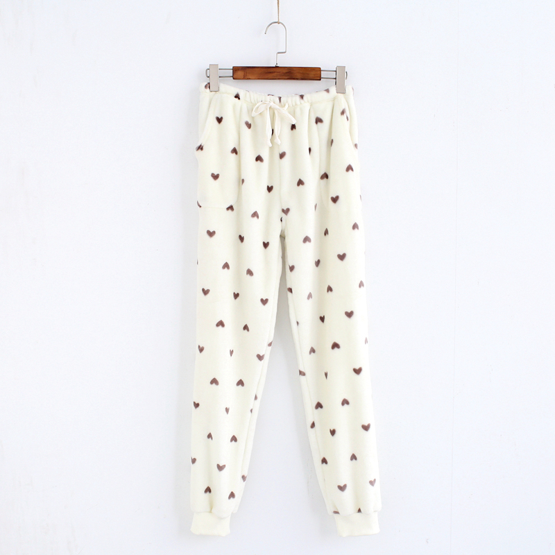 Nhật Bản mùa thu và mùa đông những người yêu thích flannel đồ ngủ nam và nữ dày lông cừu san hô nhà quần gần miệng để giữ ấm quần đôi mặc nhà