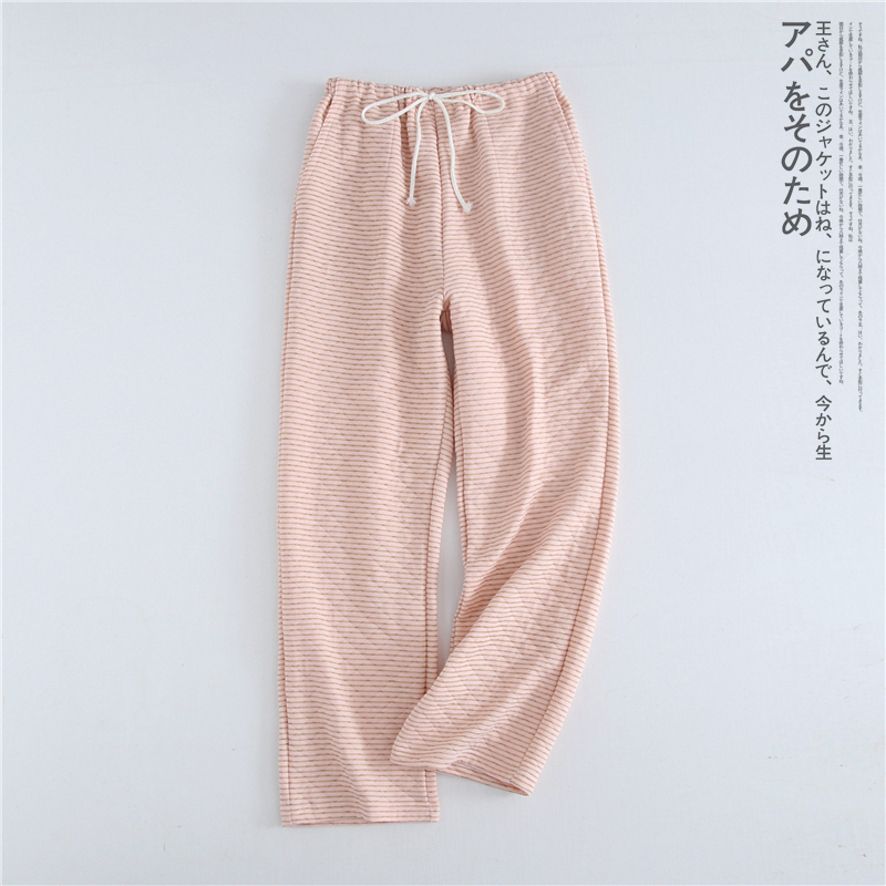 Quần pyjama Nhật Bản mùa thu và quần dài của phụ nữ quần ba lớp được đan bằng vải cotton Nhật Bản Quần nhà Nhật cotton dày rộng kích thước lớn quần áo thể thao