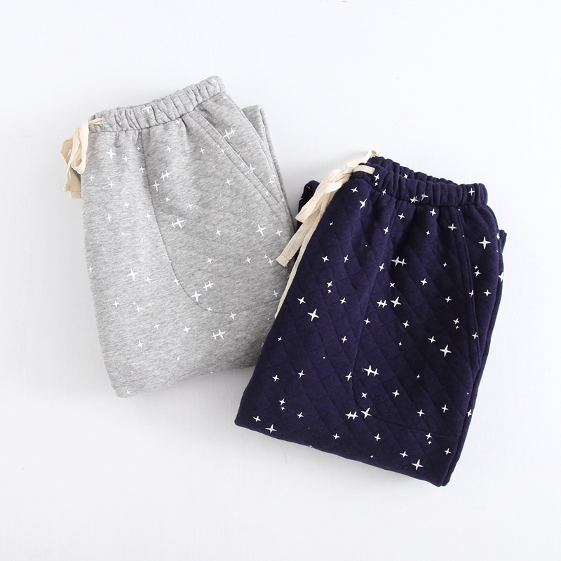 Bộ đồ ngủ nam Quần nam cho nam Quần cotton mùa thu Quần mùa đông Quần cotton nhà dày Quần rộng Kích thước lớn Quần không khí quần thể dục
