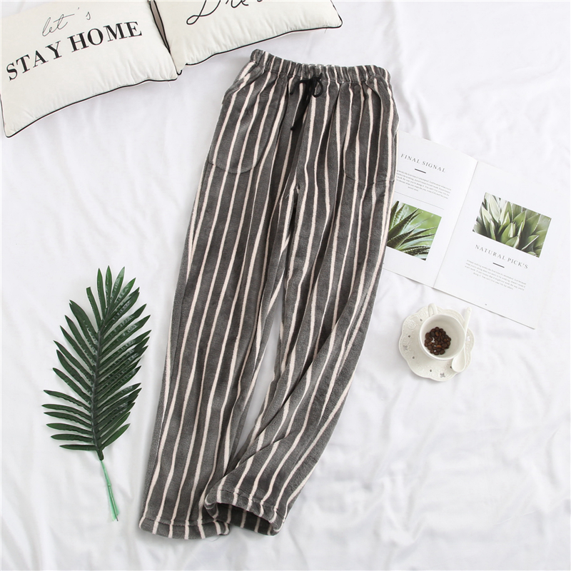 Mùa đông flannel nam và nữ ngủ quần dày ấm rộng lỏng nước lớn nhung san hô lông cừu nhà quần shop quần áo nam