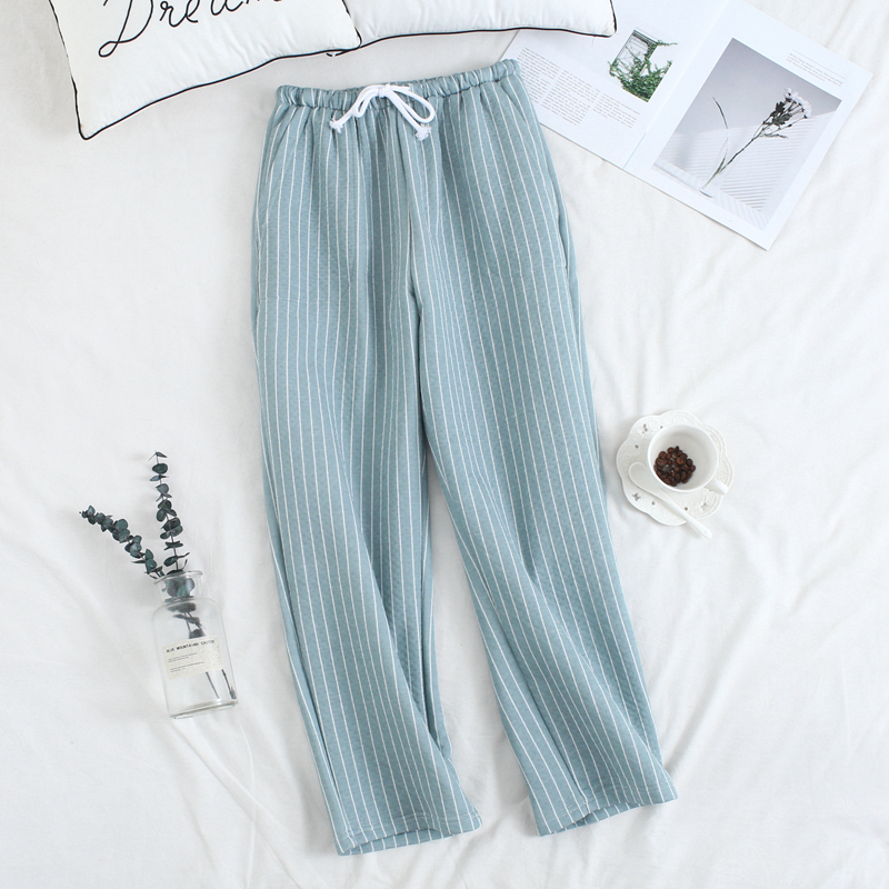 Quần pyjama Nhật Bản mùa thu và quần dài của phụ nữ quần ba lớp được đan bằng vải cotton Nhật Bản Quần nhà Nhật cotton dày rộng kích thước lớn quần áo thể thao