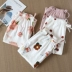 Đồ ngủ của phụ nữ Nhật Bản cotton mùa xuân và mùa thu đan mỏng co giãn rộng rãi quần ở nhà quần có thể được mặc bên ngoài kích thước lớn mỏng - Quần tây