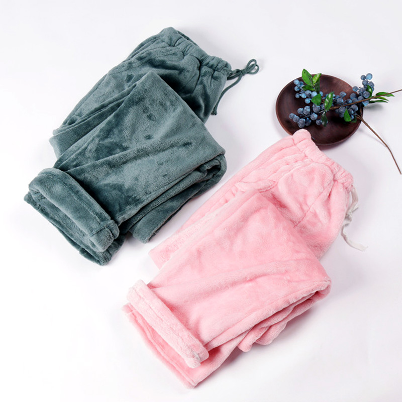 Flannel Pyjama Nam và nữ Winter Winter Thicken Plus Velvet Cặp đôi Quần nhà Kích thước lớn Quần âu Quần nhà quần sịp nam