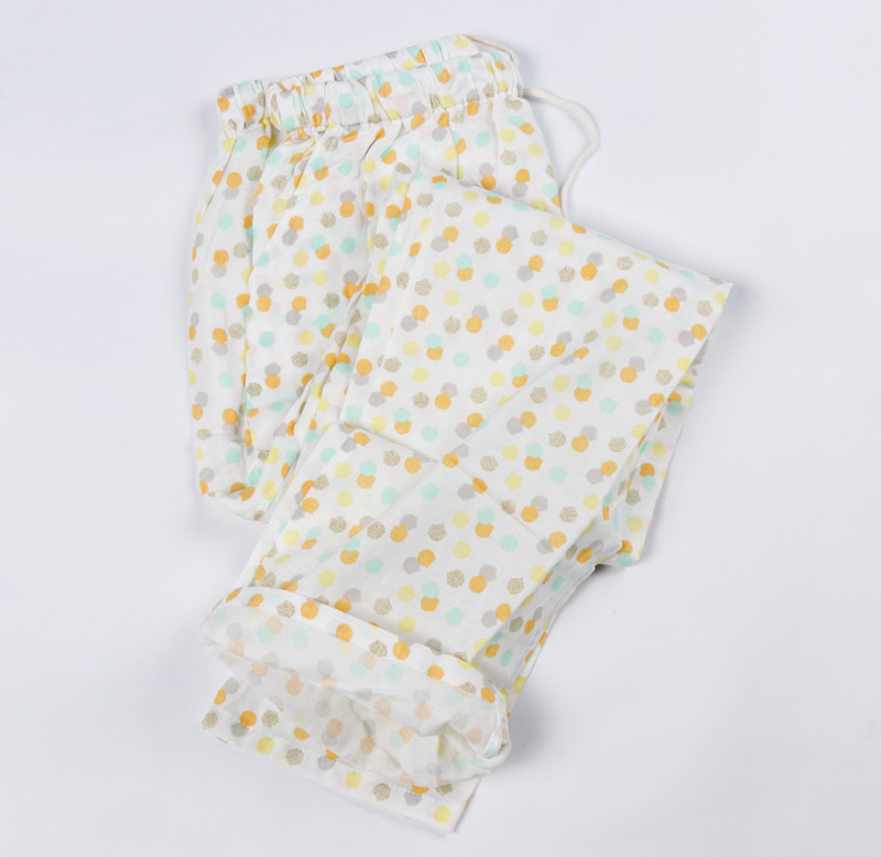 Quần pyjama cotton của phụ nữ hoạt hình quần tây mùa xuân và mùa hè mỏng nhà quần cotton đôi gạc quần lỏng quần mặc nhà unisex