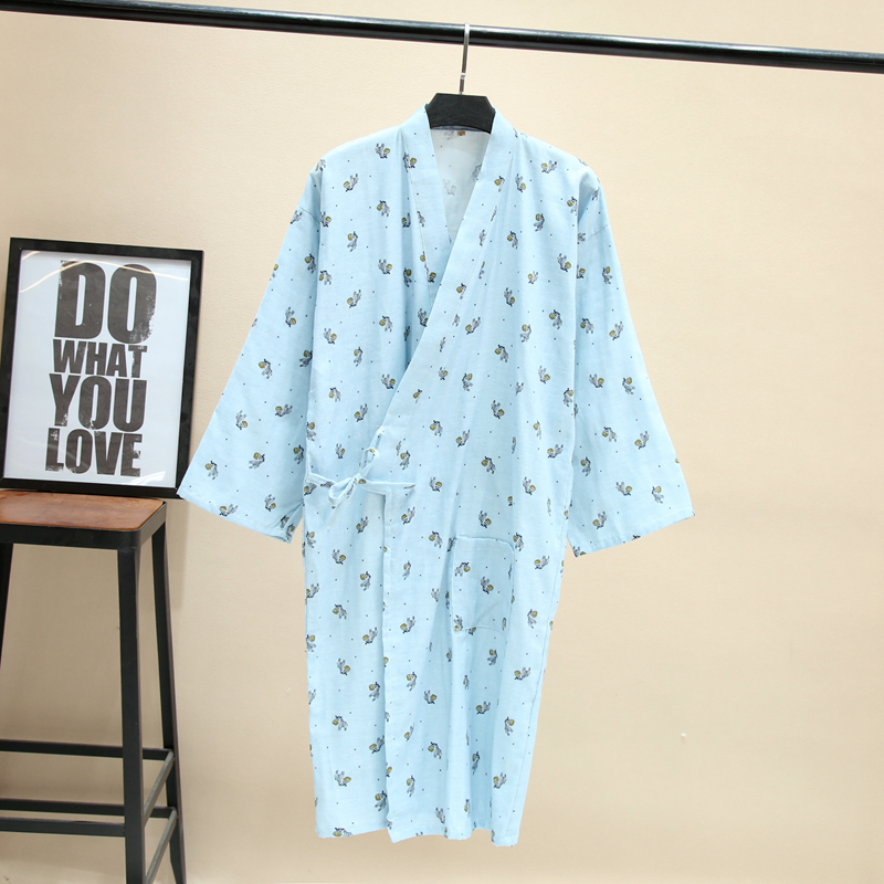 Cặp vợ chồng mẫu áo choàng nam và nữ gạc cotton mỏng mùa hè Đồ ngủ Nhật Bản dịch vụ tại nhà hấp quần áo áo choàng tắm áo choàng tắm áo choàng ngủ