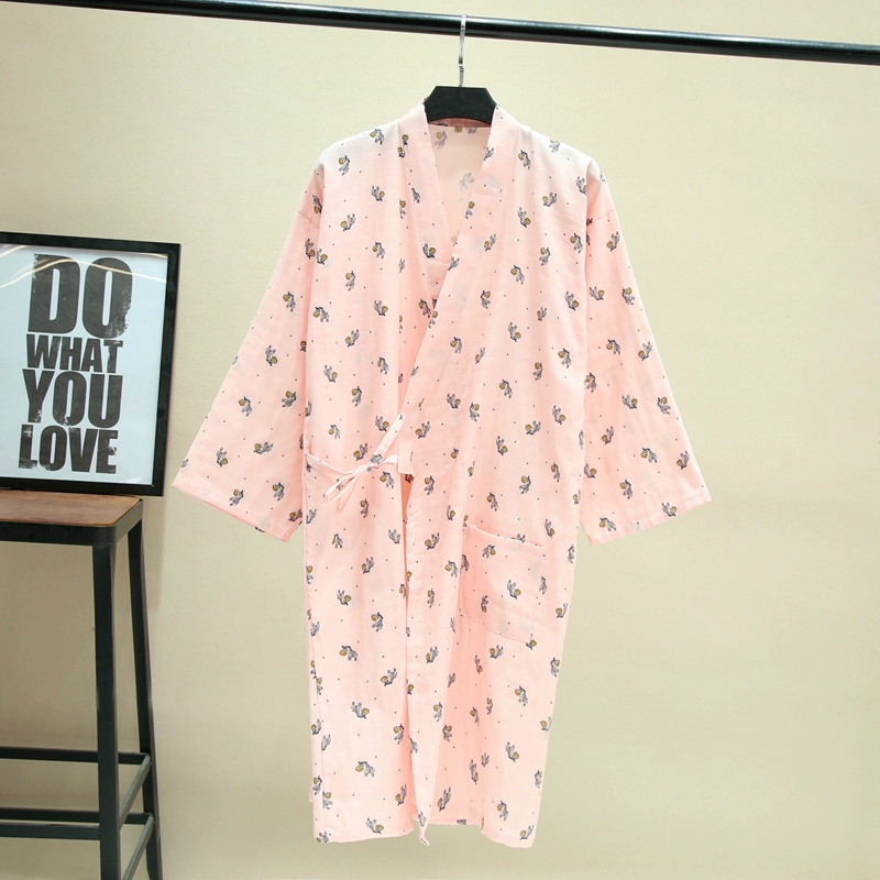 Cặp vợ chồng mẫu áo choàng nam và nữ gạc cotton mỏng mùa hè Đồ ngủ Nhật Bản dịch vụ tại nhà hấp quần áo áo choàng tắm áo choàng tắm đồ ngủ nữ
