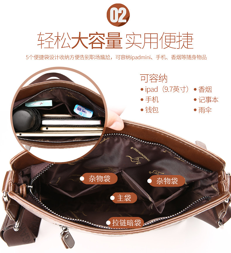 Túi đeo chéo nam Kangaroo Túi đeo vai Messenger Túi da Ba lô dành cho doanh nhân balo charles & keith