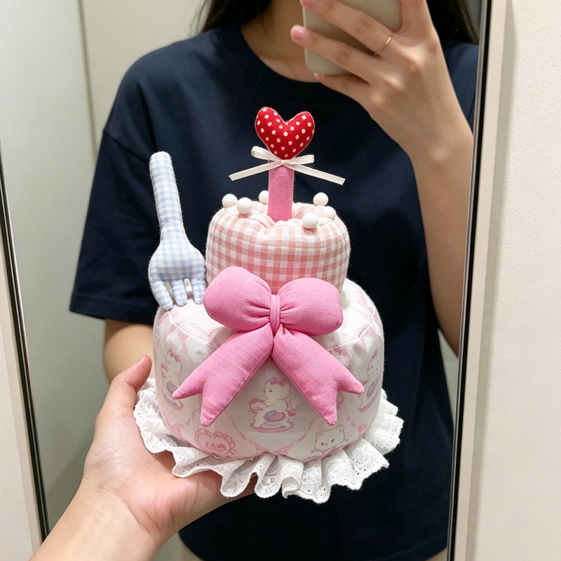 Fabric DIY Material Kit Birthday Cake Model Cute Creative Decoration Ornament Holiday Photo Props Gift