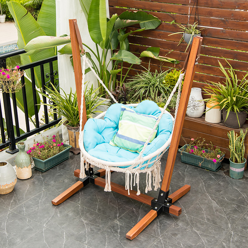 Outdoor Swing SWING CHAIR MESH RED BALCONY INDOOR LEISURE CRADLE CHAIR PATIO GARDEN GARDEN ALUMINUM SOLID WOOD SWING BASKET