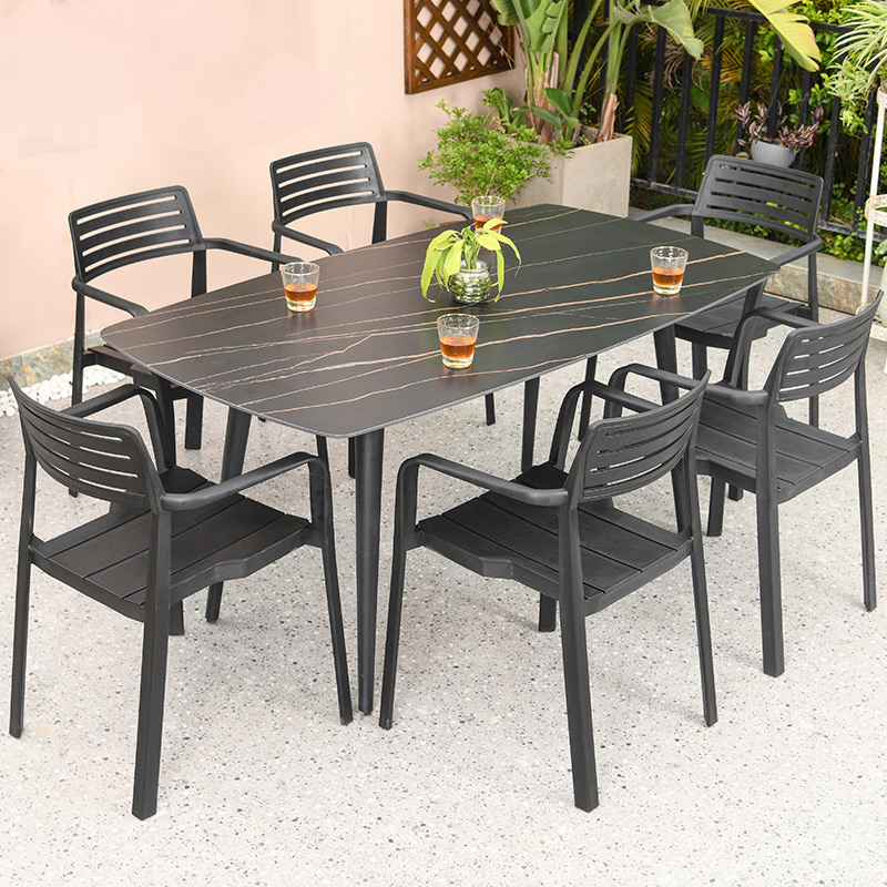 Casual Outdoor Table And Chairs Patio Furniture Suit Open-air Villa Balcony Garden Outdoor Rock Plate Terrace Table