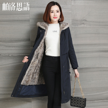 Parker coat 21 winter new female mink liner medium long mink fur one fashion Haining fur coat