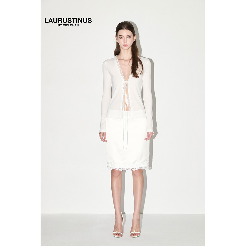 Laurustinus Lace-Trimmed Lace-Up Top/Lace-Trimmed Skirt