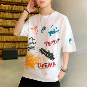 Ngắn tay lỏng lẻo vừa vặn nửa tay áo siêu bắn bảy tay áo t-shirt xu hướng CEC tay lăm tay ins7 nam phiên bản Hàn Quốc