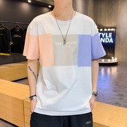 T-shirt Hàn Quốc phiên bản mùa hè cotton T-shirt tay áo ngắn của nam giới đầu loose-fitting áo sơ mi đáy trẻ T-shirt màu