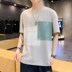 thẻ Trend nửa tay áo mỏng quanh cổ áo Catai ngắn tay T bông Hàn Quốc phiên bản loose-fitting 100-tie áo người đàn ông đẹp trai mùa hè 