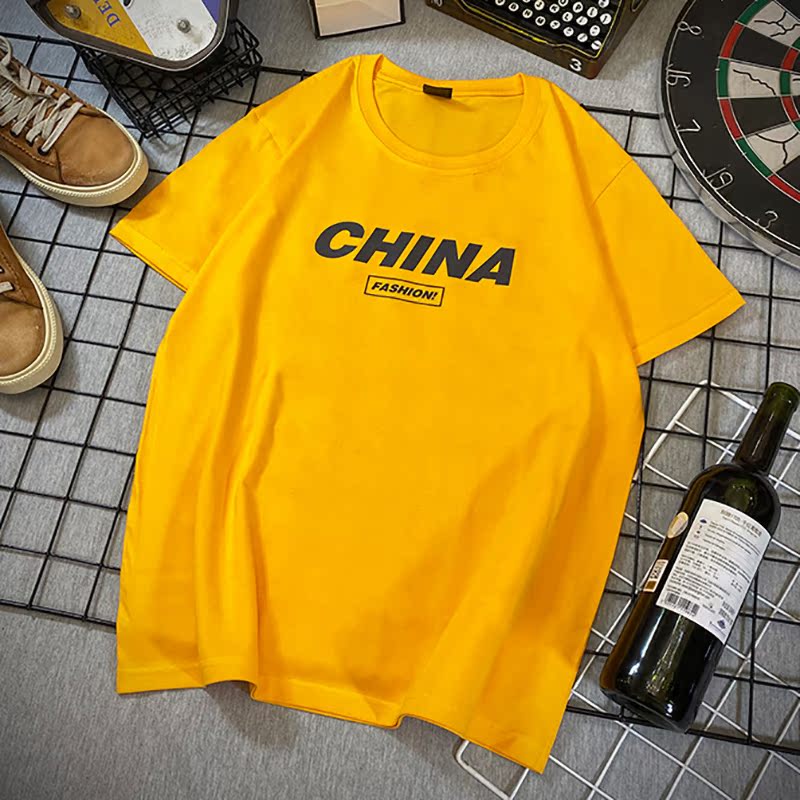 New xu hướng cá tính T-shirt in lỏng lớn tay áo ngắn t2020 ròng mã màu đỏ áo nửa tay áo quần áo hợp thời trang thời trang nam