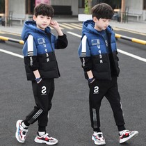 South Korean boy thickened up three - piece set 2021 new child handsome boy in autumn winter middle childhood suit