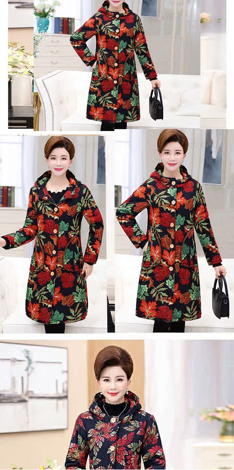 áo bà mùa đông 60 tuổi cộng với dày nhung áo khoác nữ quần áo đệm bông lỏng cổ áo phù hợp với áo phao lông vũ nữ hàn quốc
