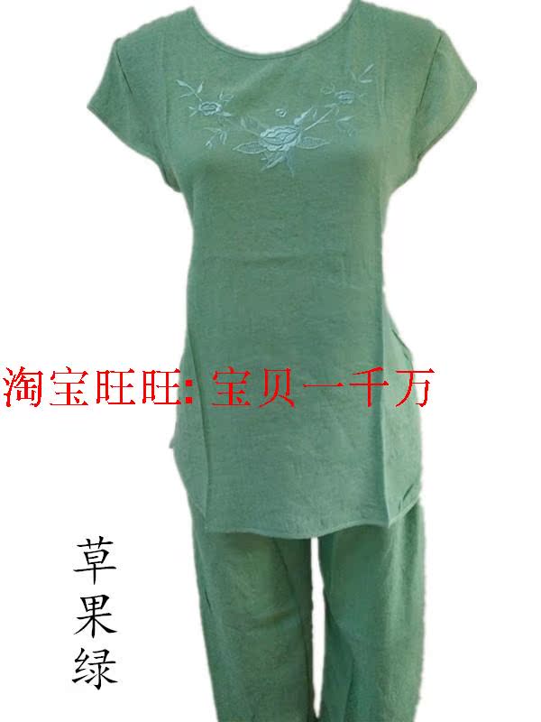 Mô hình vụ nổ mùa hè mới đoạn cắt quần ngắn tay cotton và linen phụ nữ giản dị của mẹ trong pháp luật mẹ trung niên phù hợp với áo tuổi trung niên