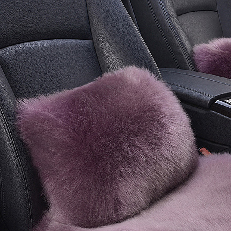 Winter pure wool car waist leaning home office car with waist pillow pillow long wool fur integrated waist pad