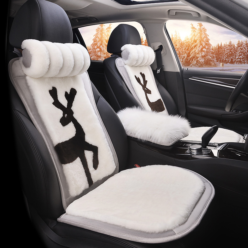 Winter pure wool car cushion small brute waist short hairy sheep cut down single sheet leather hair integrated single seat cushion universal warm