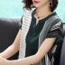 Áo lụa nữ 2019 mới cho nữ mùa hè ngắn tay khí chất Hàng Châu áo sơ mi nữ sọc rộng - Áo sơ mi ao so mi nu Áo sơ mi