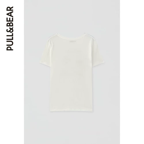 Pullandbear Угадайте городской печати иллюстрации по еде короткая -