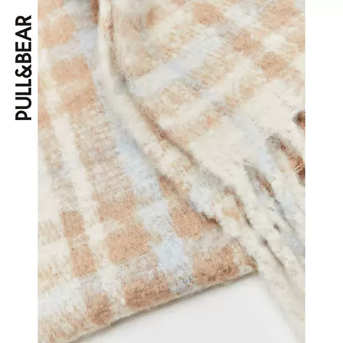 Pull & Bear Soft клетчатый вязаный шарф -дамы Осень Новый теплый шарф 08843308712