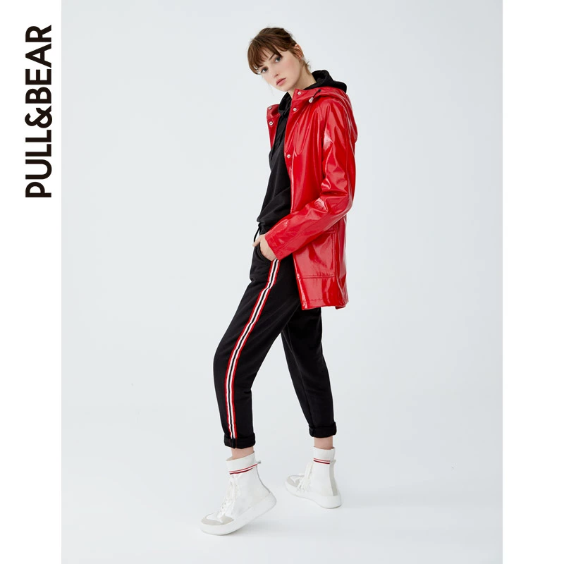 PullAndBear nữ mùa thu 2018 mới sọc bên với quần harem thể thao giản dị 09680361