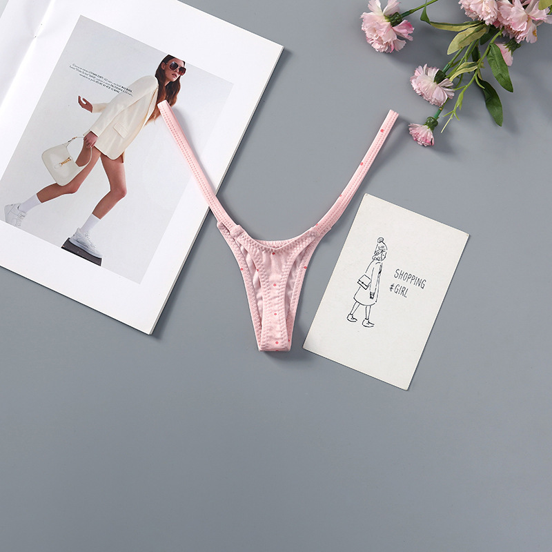 European and American Style High-Slit Deep V-String Thong for Women, Low-Waist Breathable Hot Sexy Tight-Fitting Fine Cotton T-Pants for Women