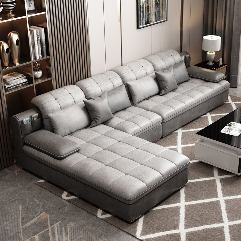 Nordic Fabric Sofa Tea Table Combination Simple Modern Small Apartment Living Room Solid Wood Furniture Latex Technology Cloth