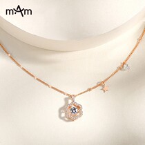 MAM beating heart female diamond - inlaid star chain zircon necklace 925 pure silver small class elegant style superior
