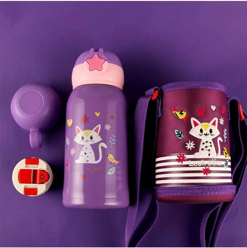 Children's insulated straw cup anti-fall dual-use water glass male and female kindergarten elementary school students large capacity baby holding bag