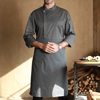 Серый топ с длинными рукавами + фартук