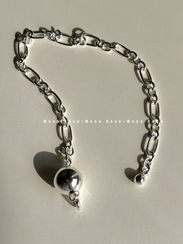 Silver Ball Chain Bracelet, All Made of S925 Sterling Silver, Niche Minimalist Stackable Bracelet, Versatile 10mm Round Ball Pendant