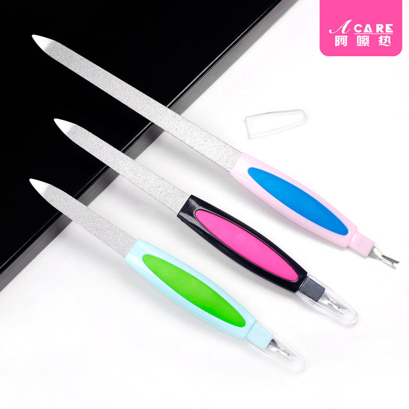 Stainless steel nail file cover double-sided polishing nails to deathbed skin reversal two-in-one grinding nail full suit
