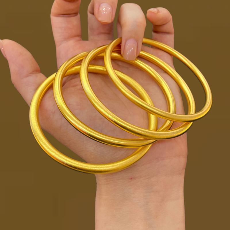 Traditional Thick Gold and Silver Plated Plain Ring Bracelet for Women, Classic Matte and Polished Solid Gold Bracelet, Versatile Wristband, Gift Idea Traditional Thick Gold and Silver Plated Plain Ring Bracelet for Women, Classic Matte and Polished Solid Gold Bracelet, Versatile Wristband, Gift Idea