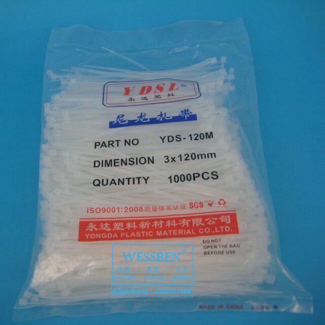 (Nylon Cable Ties) Wire Network Route Electronics Advertising Packaging DIY Installed Nylon Cable Ties Forging Tape 3*120