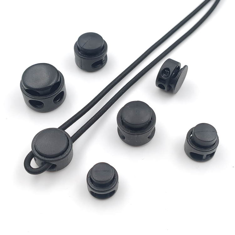 Plastic Round Spring Buckle for Sportswear Pants Leg Elastic Tightening Anti-Slip Buckle Shoelace Buckle Belt Buckle Black and White