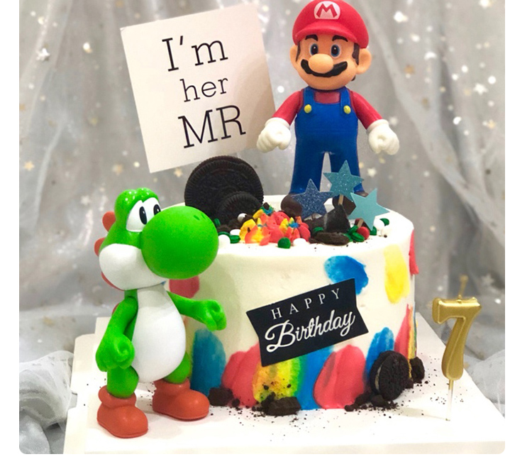 Trang trí bánh quảng cáo Mario Hoạt hình trò chơi Mary Bức tượng trang trí Lễ hội sinh nhật Baking Dress Up Đạo cụ - Trang trí nội thất dcor phòng ngủ vintage