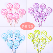 New lollipop straw insert childrens birthday festival cake decoration supplies flag full of 28 yuan