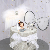 Sleeping little princess swan baby birthday cake decoration resin craft holding goose girl baking dessert table