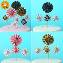 Sunflower mini paper fan flower cake decoration baking supplies holiday festive party birthday cake dress up card