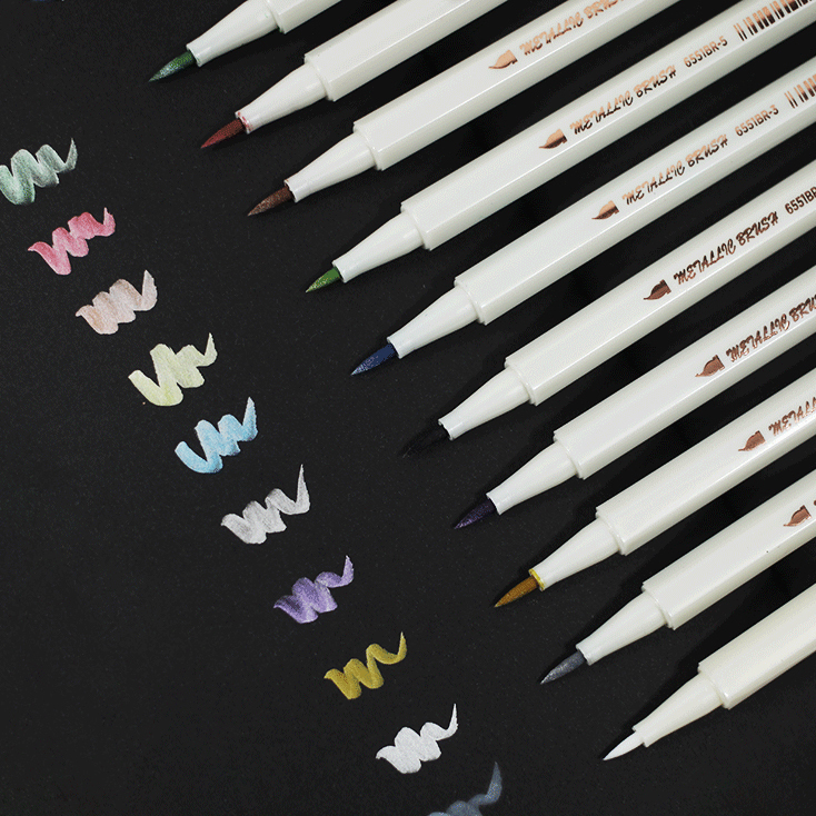 Star metal pearlescent color soft head pen Paint note pen Hand account pen Decorative graffiti hand account soft pen special