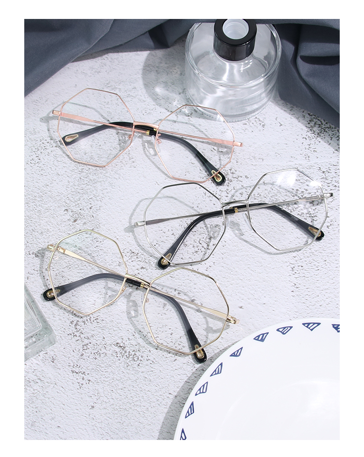 Đa giác retro kính không đều khung nữ phiên bản Hàn Quốc của thủy triều Su Ping Ping mắt lưới màu đỏ mô hình kính nam khung - Kính khung kính mắt quang nhãn