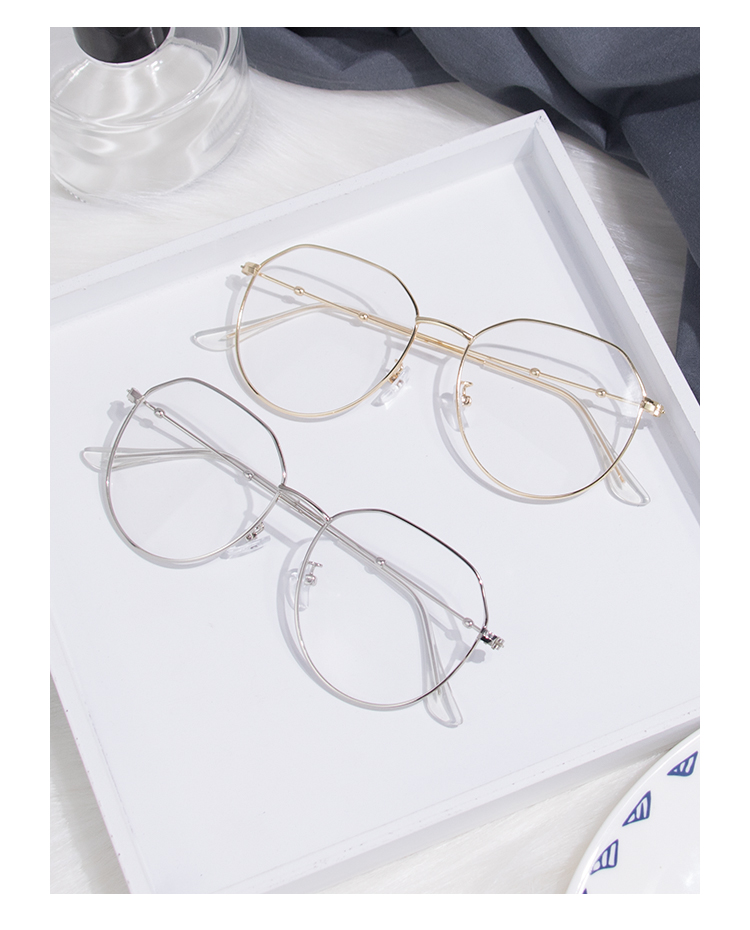 Kính đa giác không đều khung kính nữ màu đỏ retro kính nam Phiên bản tiếng Hàn của thủy triều mặt phẳng khung kính - Kính khung gọng kính cận nữ