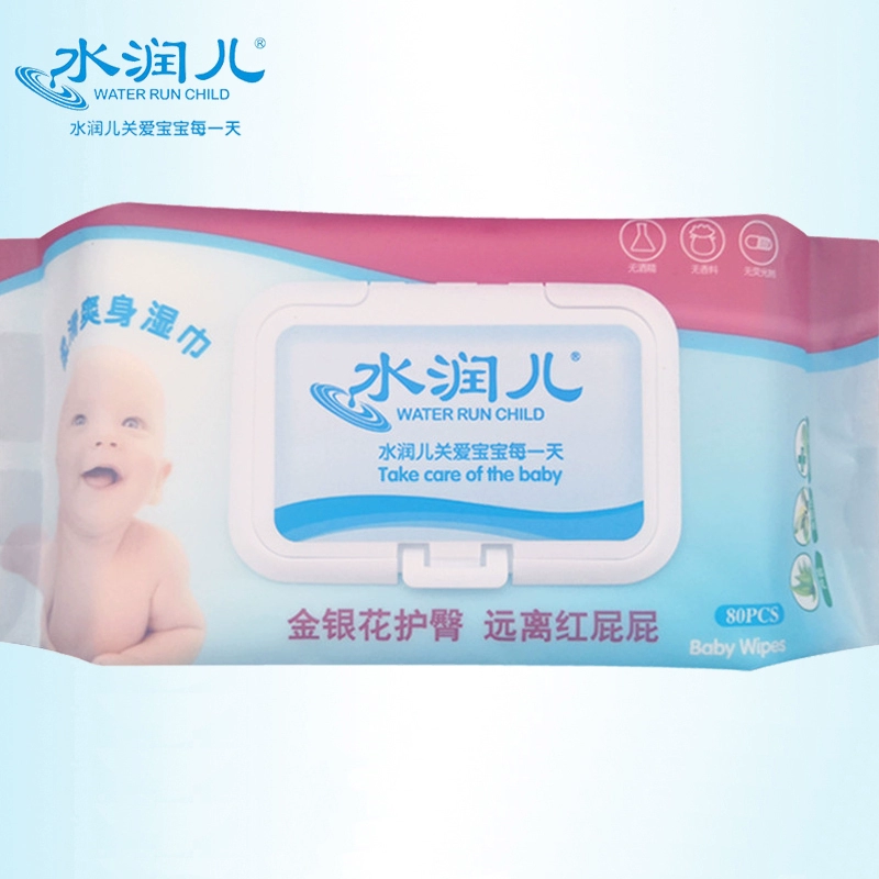 Khăn ướt Shuiruner gói lớn cho trẻ sơ sinh và trẻ nhỏ kèm khăn ướt vỏ sò cho bé sơ sinh, 80 miếng xách tay - Khăn ướt