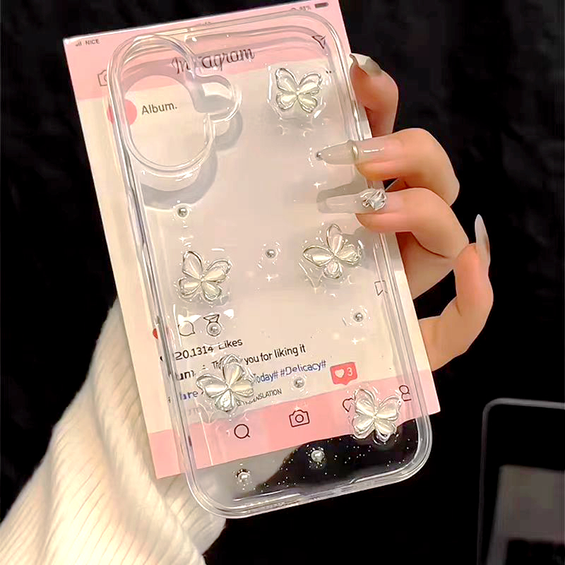 Beautiful ins-Dimensional Butterfly Phone Case Suitable for Oppo Reno16, 15 Resin, 14/13/9 Creative A58/A1/A2/A3 Anti-Drop Cover, A5Pro Trendy K12/K11/K10 Soft Case, Findx8/7