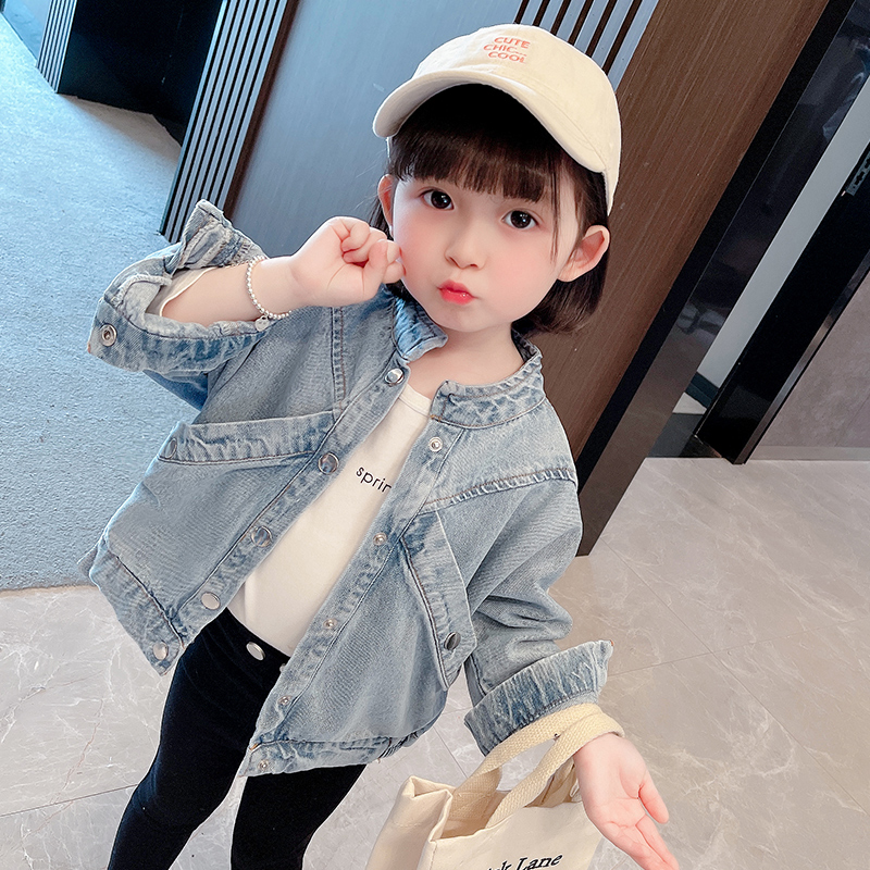 Girls Yellow 2023 new coat children's cowboy tops baby autumn Han Edition spring and autumn fashion childhood clothing