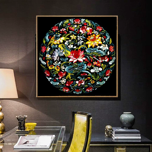 Вышивка крестиком лотоса, серия цветов, вышивка нитками, новая полная вышивка, маленький круглый кулон, маленький свежий натуральный стиль, маленький